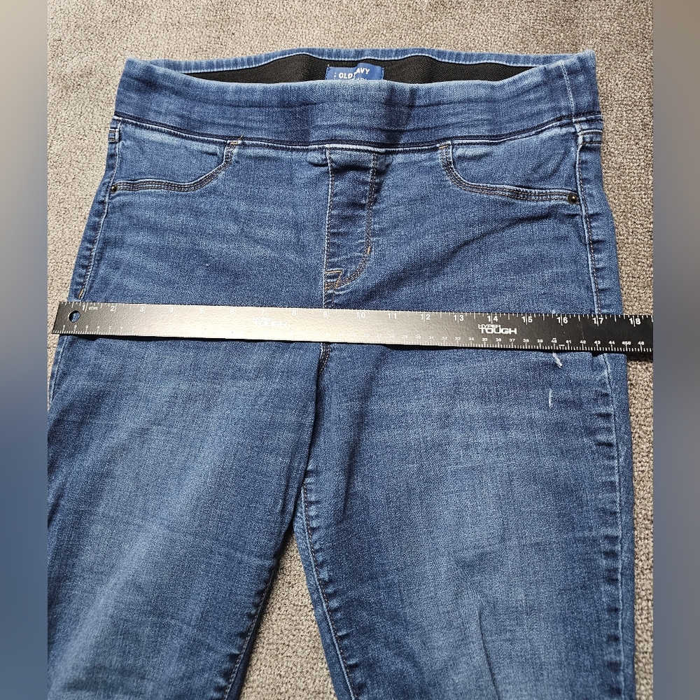 Old Navy Jeans Women Size 14 Distressed Blue Midrise PullOn Jeggings Rockstar - Picture 5 of 13